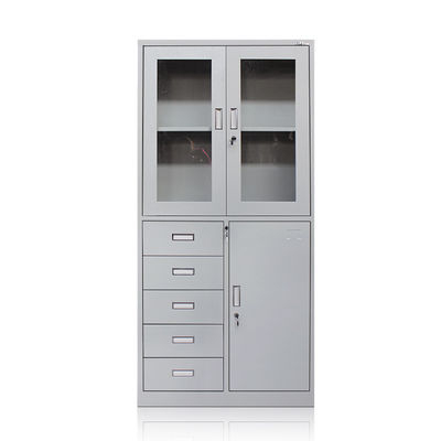 5つの引出しのオフィスのガラス ドアの家具2層の金属の貯蔵のファイリング キャビネット