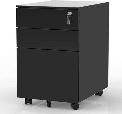 3つの引出しの黒の反傾きのメカニズムが付いている移動式金属のファイル キャビネット