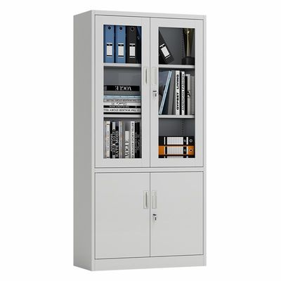 防水図書館2層のガラス ドアの金属の収納キャビネット