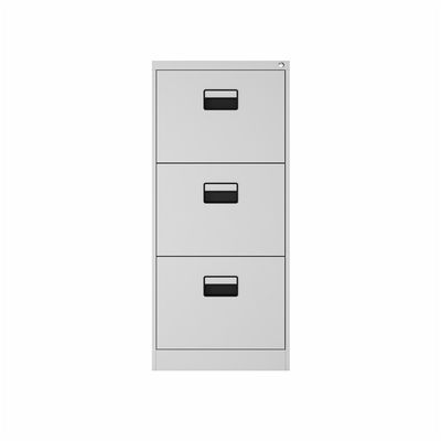 オフィスの貯蔵は3つの層ロックの大きい引出しの灰色のファイリング キャビネットに金属をかぶせる